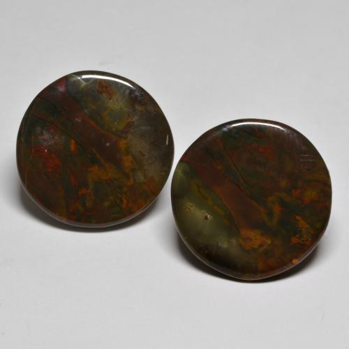 Pedras preciosas de jaspe multicolorido natural de 21,11 ct, corte redondo, opaco