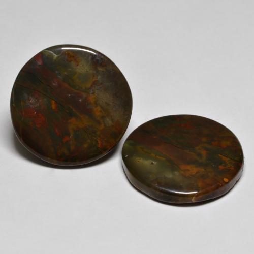 Pedras preciosas de jaspe multicolorido natural de 21,11 ct, corte redondo, opaco