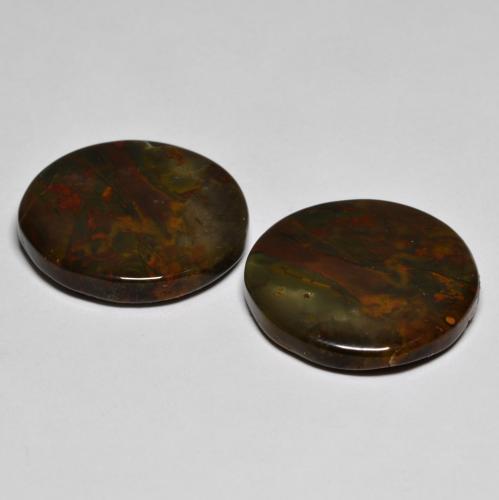 Pedras preciosas de jaspe multicolorido natural de 21,11 ct, corte redondo, opaco