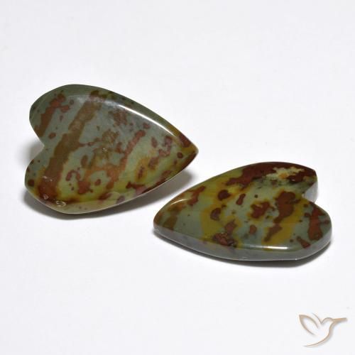 Pedras preciosas de Jaspe Multicolorido natural de 15.28 ct, Coração, Opaco