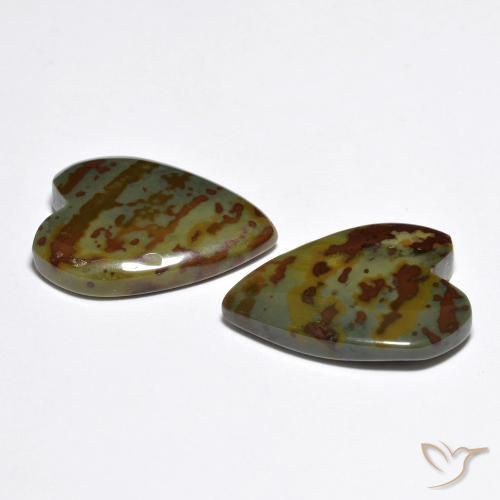 Pedras preciosas de Jaspe Multicolorido natural de 15.28 ct, Coração, Opaco
