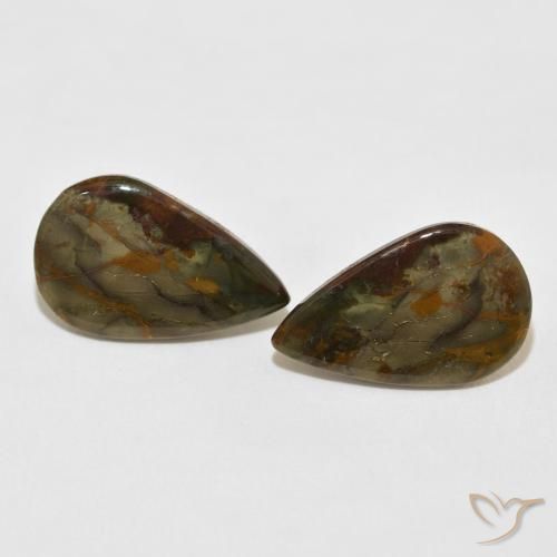 11.42ctw Natural Multicolorido Jaspe, Formato de pêra, Opaco