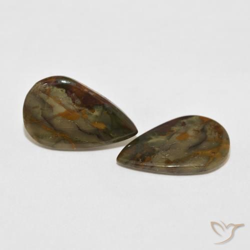 Pedras preciosas de Jaspe Multicolorido natural de 11.42 ct, Formato de pêra, Opaco