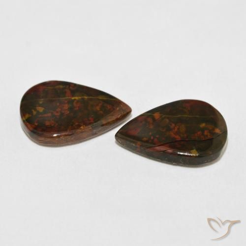 Pedras preciosas de jaspe multicolorido natural de 8,28 ct, formato de pêra, opaco