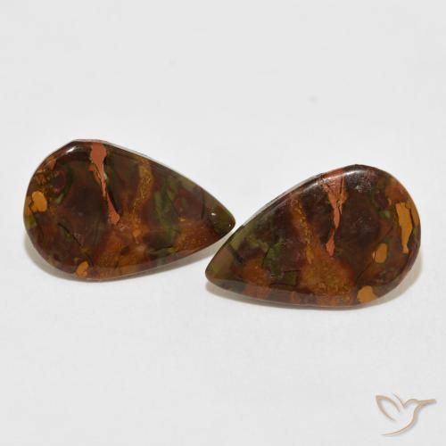 10.82ctw Natural Multicolorido Jaspe, Formato de pêra, Opaco