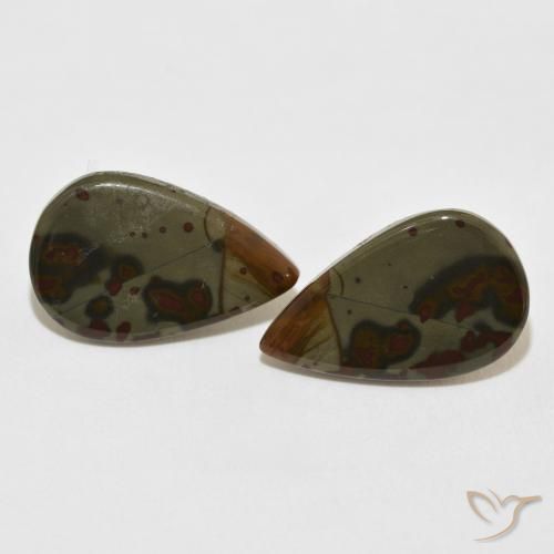 12.88ctw Natural Multicolorido Jaspe, Formato de pêra, Opaco