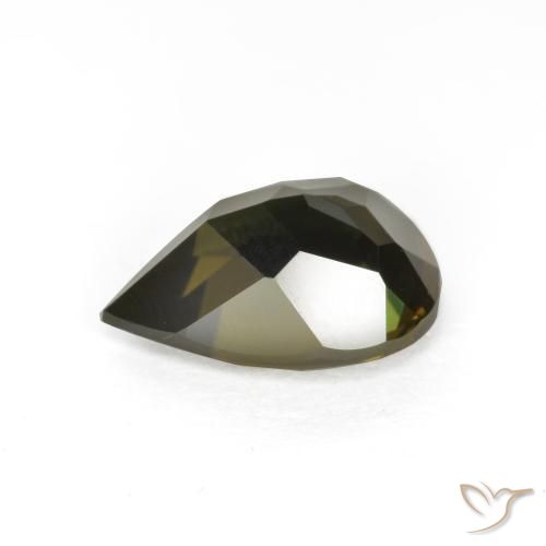 Rupina de grãos verde escuro Natural 1.54ct, Formato de pêra, VVS