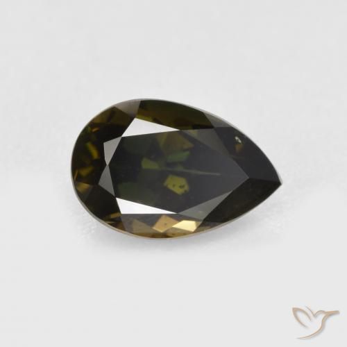 1.05ct Natural Marrom esverdeado Rupina de grãos, Formato de pêra, VVS-VS