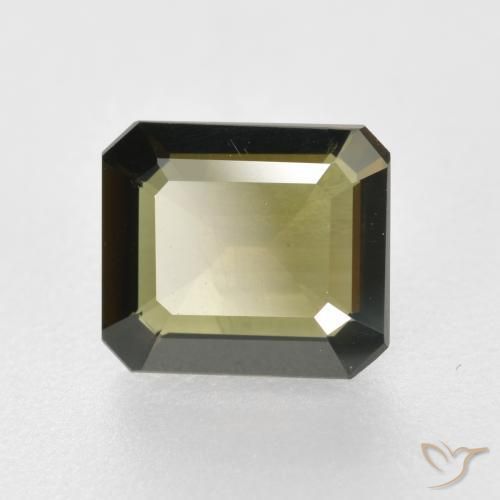 1.14ct Natural Marrom esverdeado Rupina de grãos, Corte Esmeralda, VS-SI