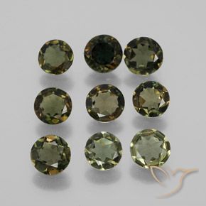 Pedras preciosas de Rupina de grãos Verde acastanhado natural de 3.30 ct, Redondo, VVS-VS