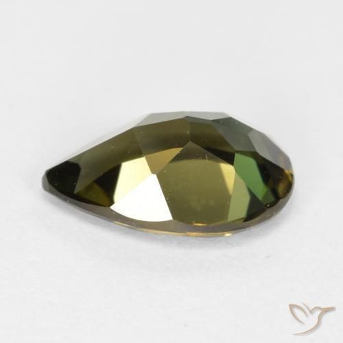 Rupina de grãos Marrom esverdeado Natural 1.13ct, Formato de pêra, VVS