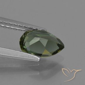 Rupina de grãos Verde escuro Natural 0.70ct, Formato de pêra, VVS