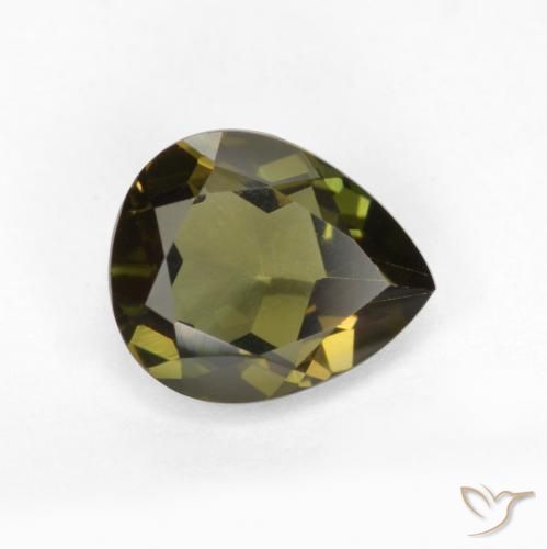 Rupina de grãos Verde escuro Natural 0.71ct, Formato de pêra, VVS