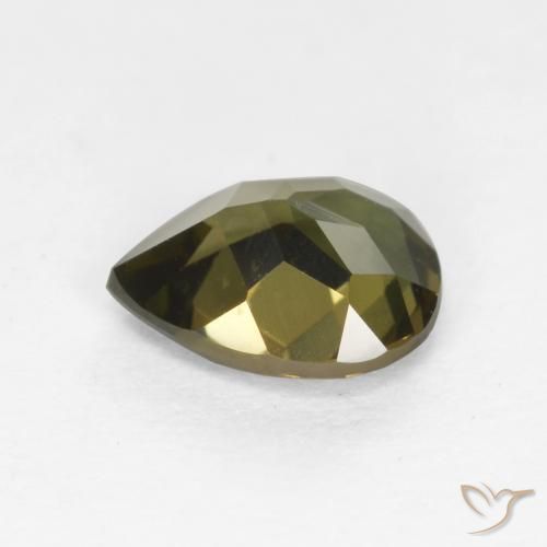 Rupina de grãos Verde escuro Natural 0.71ct, Formato de pêra, VVS