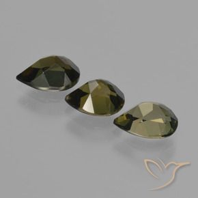 Pedras preciosas de Rupina de grãos Marrom esverdeado natural de 2.63 ct, Formato de pêra, VVS-VS