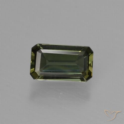 0.62ct Natural Verde acastanhado Rupina de grãos, Corte Esmeralda, VVS