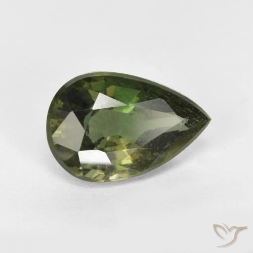 Rupina de grãos Verde escuro Natural 1.51ct, Formato de pêra, VS