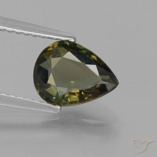 1.41ct Natural Verde acastanhado Rupina de grãos, Formato de pêra, VS
