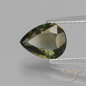 Rupina de grãos Verde acastanhado Natural 1.41ct, Formato de pêra, VS