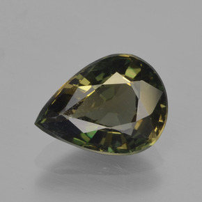 Kornerupina verde natural 1,86ct, formato de pêra, VS