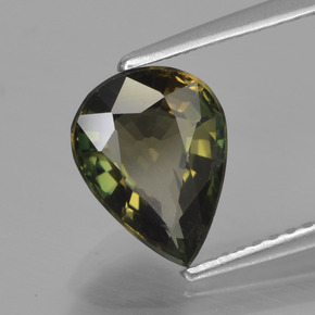 Kornerupina verde natural 1,86ct, formato de pêra, VS