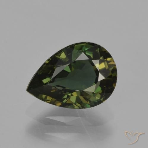 1.16ct Natural Verde acastanhado Rupina de grãos, Formato de pêra, VVS-VS