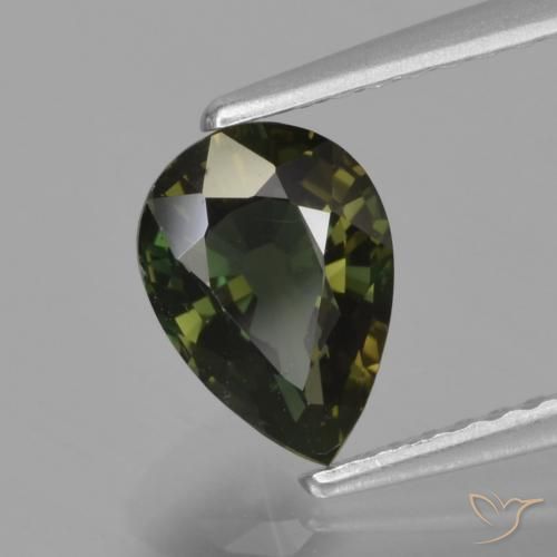 Rupina de grãos Verde acastanhado Natural 1.16ct, Formato de pêra, VVS-VS