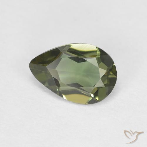 Rupina de grãos verde escuro Natural 0.34ct, Formato de pêra, VVS