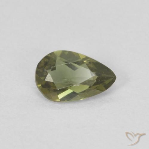 Rupina de grãos verde escuro Natural 0.24ct, Formato de pêra, VVS-VS