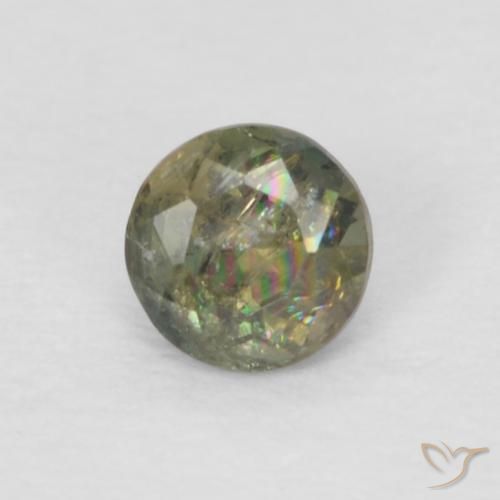 0.11ct Natural Medium Dark-Green Rupina de grãos, Redondo, VS-SI