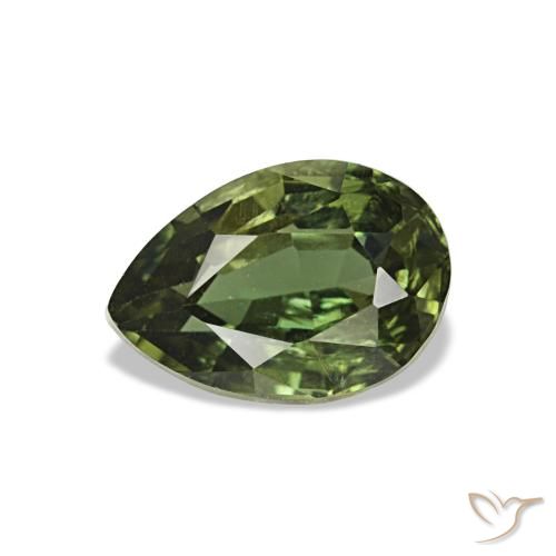 Kornerupina verde natural 0,77ct, formato de pêra, VS