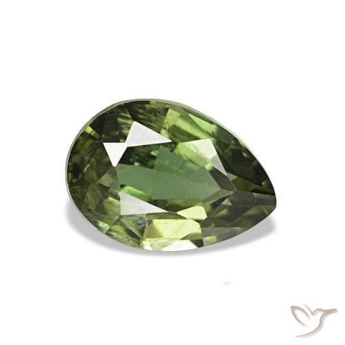 Kornerupina verde natural 0,77ct, formato de pêra, VS