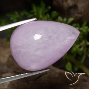 Kunzita Luz roxa Natural 32.56ct, Formato de pêra, Translúcido