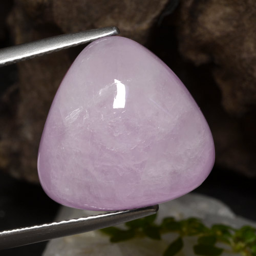 Kunzita roxo real rosa natural 17,67ct, trillion, translúcido