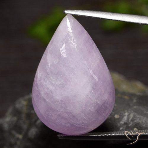Kunzita violeta natural 31,08ct, formato de pêra, translúcido