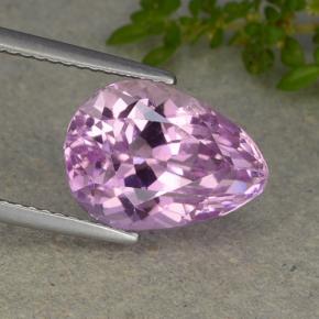 Kunzita rosa natural 6,49ct, formato de pêra, VVS-VS