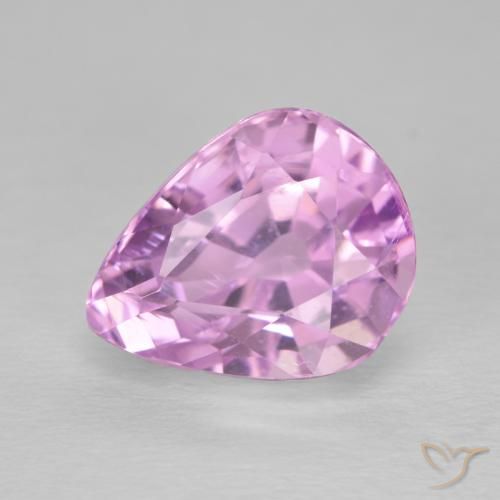 Kunzita Roxo Royal Muito Claro Rosa Natural 6.30ct, Formato de pêra, VS