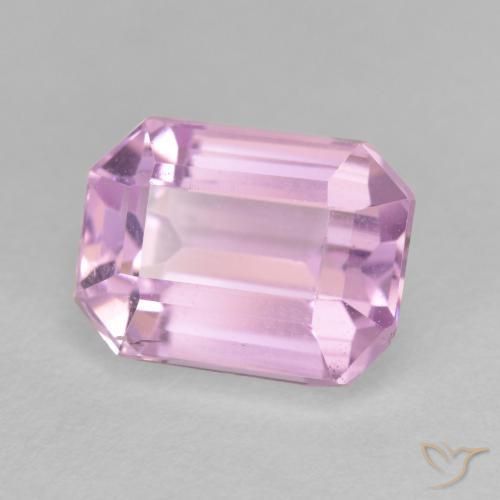 Kunzita rosa natural 4,42ct, corte esmeralda, VS