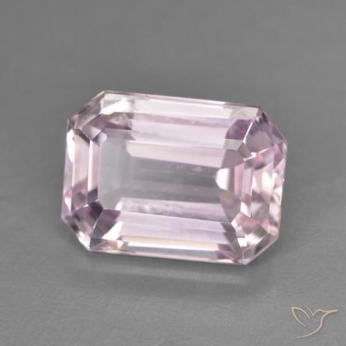 Kunzita Tom Rosa Muito Claro Natural 5.78ct, Corte Octógono / Esmeralda, VVS-VS