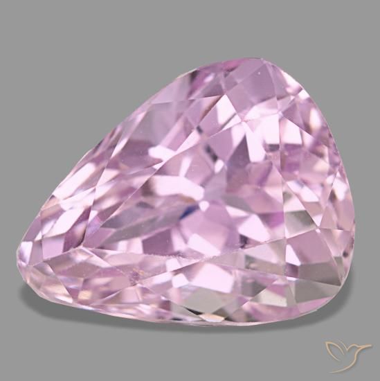 Kunzita rosa natural 7,38ct, formato de pêra, VS