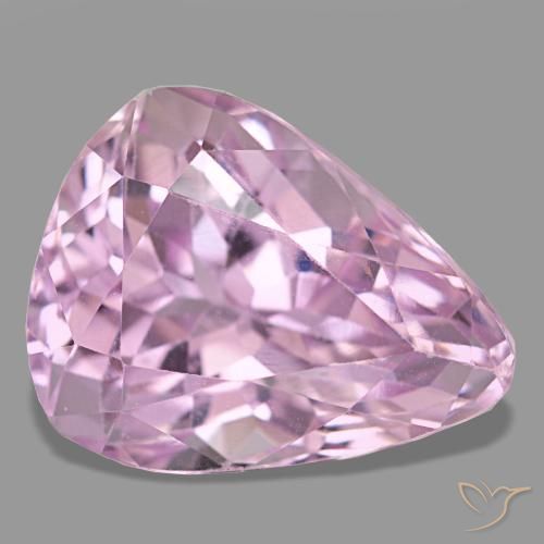 Kunzita rosa natural 7,38ct, formato de pêra, VS