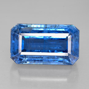 Cianita azul natural 8,71ct, corte esmeralda, SI