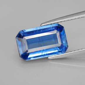 Cianita azul natural 3,79ct, corte esmeralda, SI