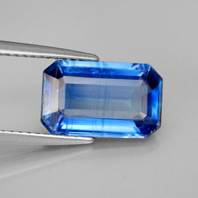 Cianita azul natural 3,79ct, corte esmeralda, SI