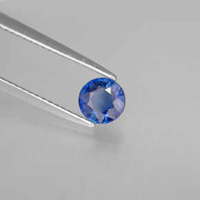 Cianita azul natural 0,70ct, corte redondo, VS