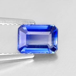 Cianita azul natural 1,34ct, corte esmeralda, VS