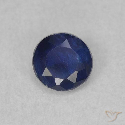 0.30ct Natural Azul escuro Dianita, Redondo, SI