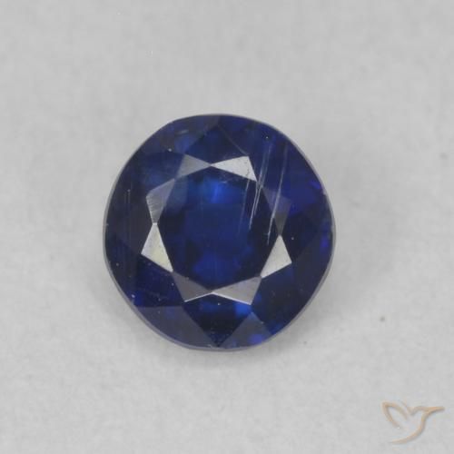 0.42ct Natural Azul escuro Dianita, Redondo, SI