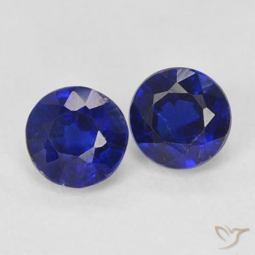 Pedras preciosas de Dianita Azul profundo natural de 0.90 ct, Redondo, VS-SI