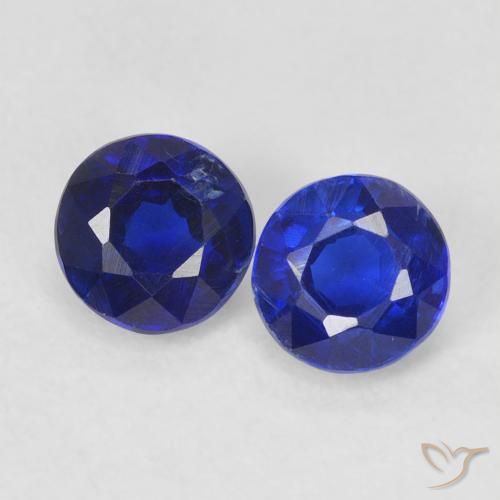 0.86ctw Natural Azul escuro Dianita, Redondo, VS-SI
